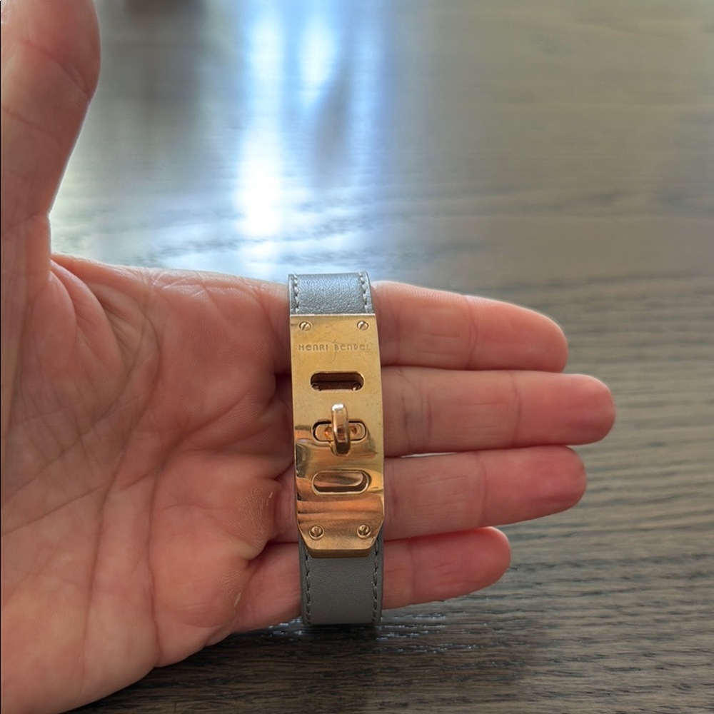 Henri Bendel Gray Leather Bracelet Watch Strap with Gold-Tone Clasp